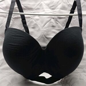 Thirdlove‎ Women's 34 H T-shirt Bra Plunge Black Front Cut Out Cotton Blend
